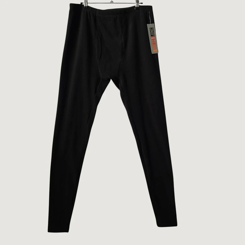 32 Degrees Heat Thermal Leggings Mens L Black New Fleece Lined Base Layer
